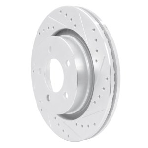 Chrysler 300M Brake Rotor (1) - Front Right - R1 Concepts - Drilled & Slotted - Silver - `99-`04